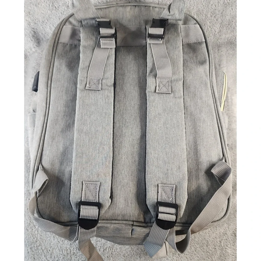 Cherrysea Diaper Bag Backpack Gray USB Charging Port Insulated Pockets Quilted
